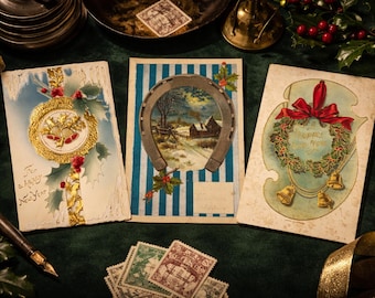 Juego de postales y tarjetas de felicitación de Año Nuevo de principios del siglo XX (3)