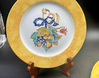 Bernardaud & Co Limoges プレート 飾り皿 Set of 6 Bernardaud Limoges Plates – Yellow Rim Floral China