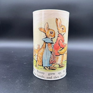 Alcancía vintage de Benjamin Bunny de 1988 – Decoración infantil de Beatrix Potter – Armstrong and Claydon, Inglaterra – Alcancía de cartón y plástico