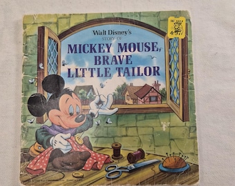 Vintage 1968 Walt Disney Book Mickey Mouse Brave Little Tailor – Classic Children’s Storybook – Disney Collectible
