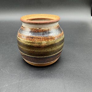 Signed Studio Pottery Vase | Earthy Layered Glaze | Vintage Artisan Stoneware