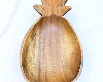 Vintage Monkey Pod Ananasskål – Aloha Tiki-berlock från Hawaii