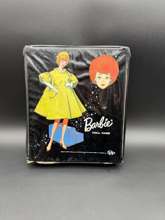 Vintage 1960s Mattel Barbie Doll Case – Black Vinyl Travel Trunk
