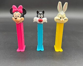 Vintage PEZ Dispenser Set – Minnie Mouse, Sylvester, Bugs Bunny