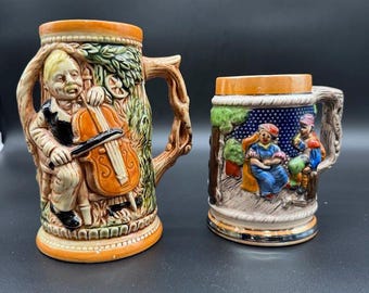 1972年製 ヴィンテージ 手描き陶器製ビールジョッキ：日本製