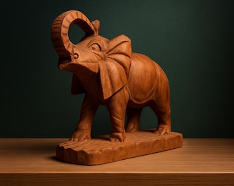 大きな象のチーク材の手彫りの木製テーブル動物フィギュアアフリカの