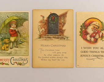 Antique Christmas Postcard Set – Early 1900s Holiday Ephemera