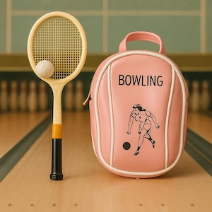Vintage Barbie Sports Accessories Lot – Tennis Racket w/ Ball & Pink Bowling Bag (1960s Mattel)
