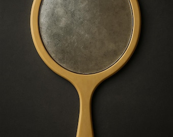 Vintage Celluloid-style Hand Mirror – Pale Cream Vanity  display picture 3