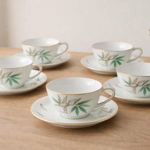 Noritake 食器セット Vintage Noritake Bamboo Tea Set – 5 Cups, 5 Saucers – Mid Century