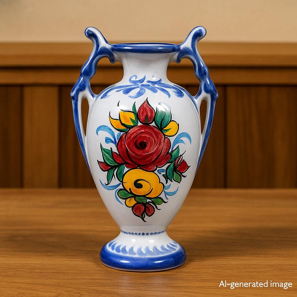 Vintage Portuguese Floral Vase – Hand-painted Ceramic Urn - Etsy Vintage Portuguese Floral Vase – Hand-painted Ceramic Urn - Etsy