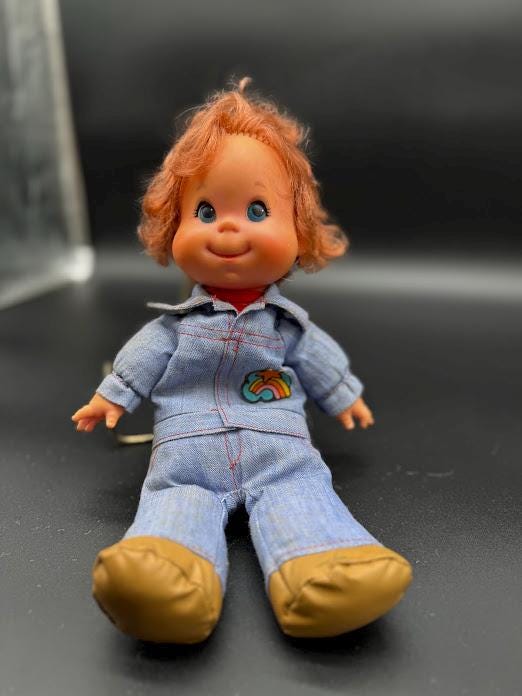Vintage 1974 Mattel Jeans Beans Doll – Rainbow Patch Denim Outfit