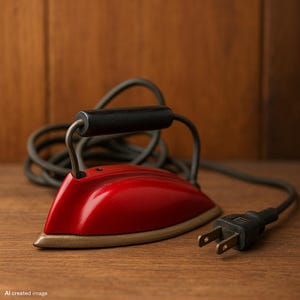 Vintage Sunny Suzy Electric Toy Iron – Red Metal Miniature Iron – 1960s Child’s Toy Appliance – Retro Collectible