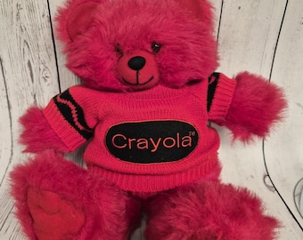 Vintage 1986 Crayola Teddy Bear – Red Plush Collectible Toy