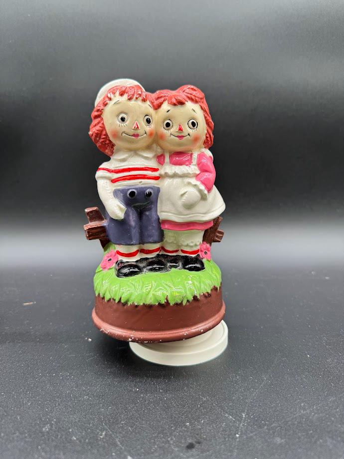 ヴィンテージ ラガディ・アン＆アンディ オルゴール – 1970年代 陶器製