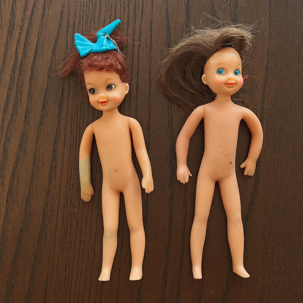 Vintage 1965 Mattel Tutti Dolls – Brunette Variants, Made in Japan