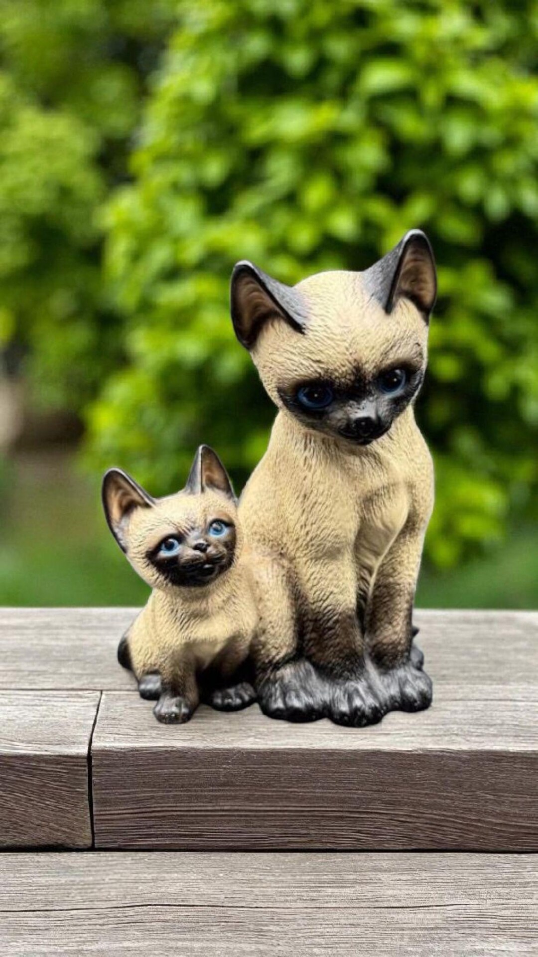英国 ヴィンテージ 陶器 猫 オブジェ シャム猫 フィギュア 置物 セラミック インテリア ディスプレイ 装飾 イギリス ビンテージ 90990 ヴィンテージシャム猫の置物 - 母猫と子猫の陶器彫刻 - ミッド