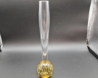 Vintage Kunst Glasvase - Amber Bubble Base, skandinavisches Dekor