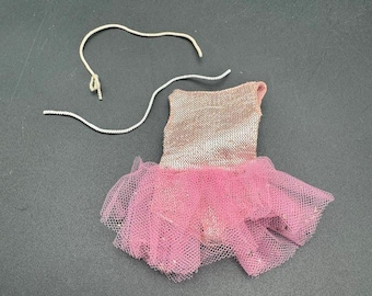 Vintage Skipper Ballerina Outfit #1905 by Mattel – 1964–65 Pink Tutu Dress with Tights – Barbie Era Doll Clothes