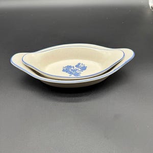 Pfaltzgraff Yorktowne Au Gratin Dishes – Blue Floral Stoneware – 8 oz Oven to Table Bakeware (Set of 2)