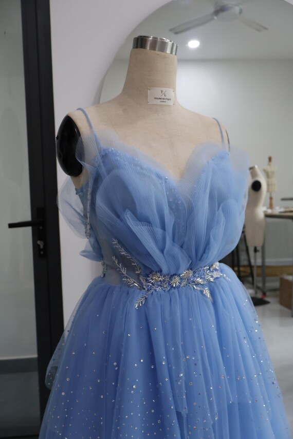 blue dress for baby girl Dusty Blue Sequin Princess Dress main image 1