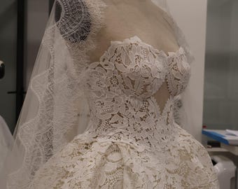 Strapless Lace Ball Gown Wedding Dress with Sweetheart Neckline and Cut-out Detail
