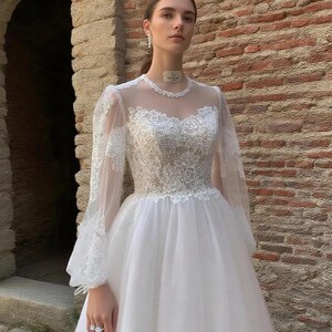 Floral lace wedding dress boho lace  wedding dress long sleeve lace,long sleeve wedding dress bridal lace bridal gown lace wedding gown