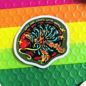 Blue legged centipede mama matte sticker