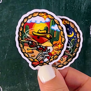 Cowboy Shrimp tattoo flash sticker set
