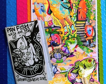 Reverse Mermaid print & zine! Pan Fish of North America!