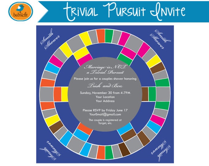 Trivial Pursuit Inspired Party Printable Couples Shower - Etsy
