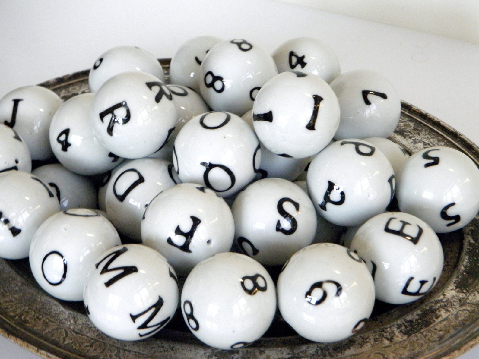 Porcelain Decorative Balls With Numbers and Letters Set of 39 Etsy