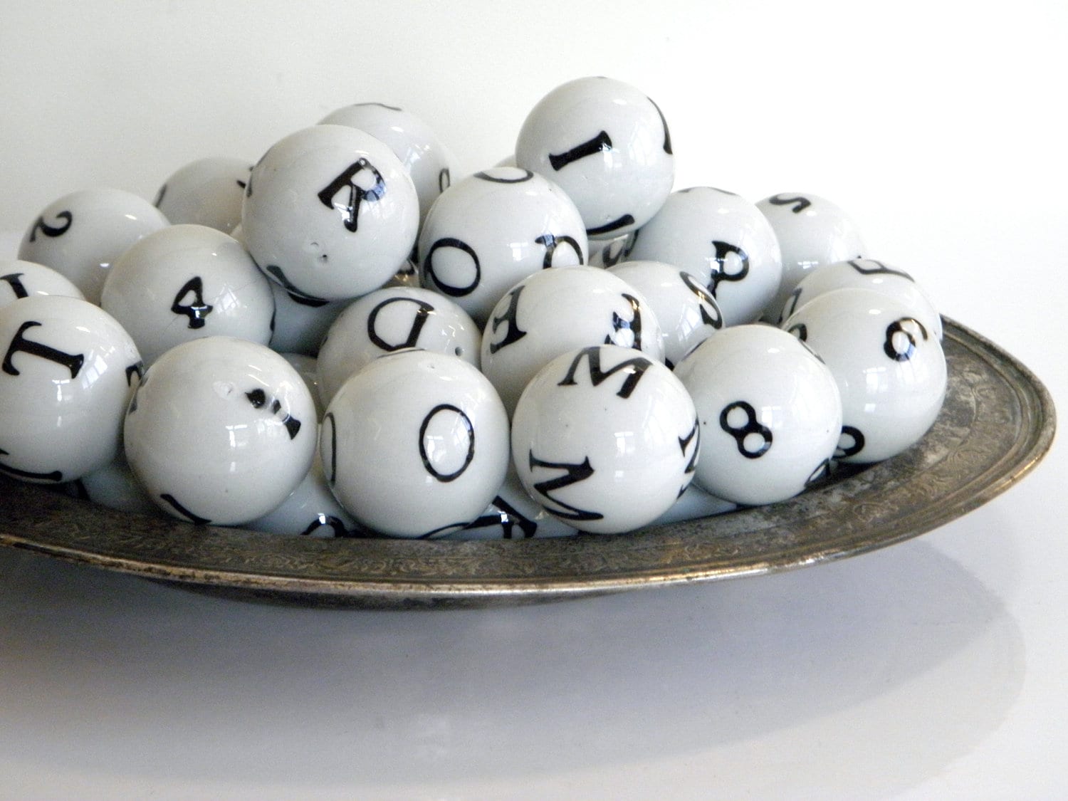 Porcelain Decorative Balls With Numbers and Letters Set of 39 Etsy