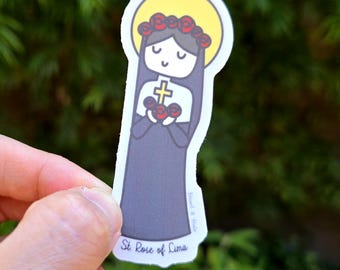 Saint Rose of Lima Sticker, Patroness of Florists & Gardeners, Catholic Christian Faith Gift