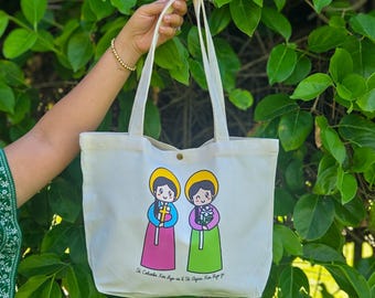 Saint Columba Kim Hyo-im & Saint Agnes Kim Hyo-ju Medium Shoulder Tote Bag with Magnetic Snap