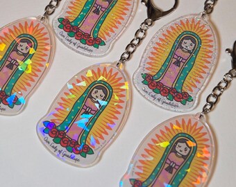 Our Lady of Guadalupe Keychain, Blessed Virgin Mary, Mexican Catholic Marian Gift