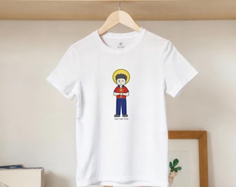 St. Carlo Acutis Kids Shirt | Catholic Youth T Shirt | Digital Saint Kids Tee | Religious Christian Gift for Boys Girls