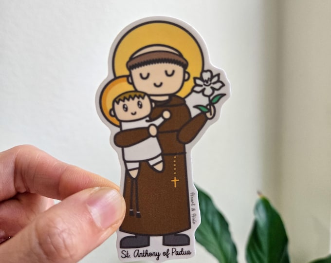 Featured listing image: Saint Anthony of Padua, Patron of Lost Things & Poor, Saint Sticker Gift