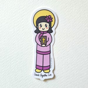 Saint Agatha Lin 3 "Aufkleber, katholisches Geschenk, Kinder Kunst, wasserdichtes Vinyl, Wasserflaschenaufkleber, religiöser Aufkleber