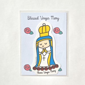 Pegatina impermeable de 7,6 cm de la Virgen María, pegatina artística infantil, regalo católico, Virgen María, santa católica, pegatina para botella de agua