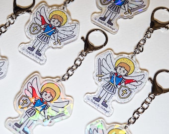 St. Michael the Archangel  Keychain, Patron of Protection, Military, Police Officers & Firefighters, Catholic Faith Charm Gifts