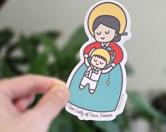 Our Lady of Peace Korean Sticker, Mother Mary Hanbok, Patroness of Peace, Catholic Faith Christian Gift