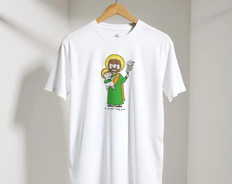 Saint Joseph and Baby Jesus Shirt | Catholic T Shirt | St Joseph Tee | Christian Gift for Men Women | Holy Family Religious Apparel