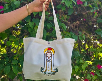 Our Lady of Fatima Medium Shoulder Tote Bag with Magnetic Snap