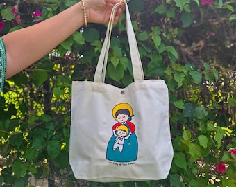 Our Lady of Peace Korean Medium Shoulder Tote Bag with Magnetic Snap