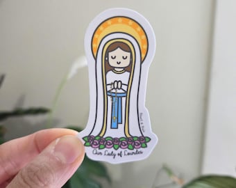 Our Lady of Lourdes Sticker, Blessed Virgin Mary, Patroness of Sick & Suffering, Catholic Saint Gift