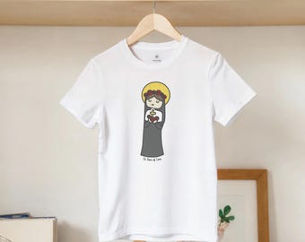 St Rose of Lima Youth Shirt | Catholic Kids T Shirt | Soft Cotton Saint Shirt for Girls Boys | Christian Gift | Religious Youth Apparel