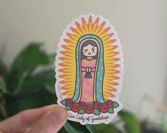 Our Lady of Guadalupe Sticker, Blessed Virgin Mary, Mexican Catholic Saint Sticker, Catholic Gifts