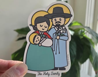 The Holy Family Korean Sticker, Traditional Korean Hanbok Design, Saints Stickers, Catholic Gifts