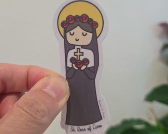 Saint Rose of Lima Sticker, Patroness of Florists & Gardeners, Catholic Christian Faith Gift